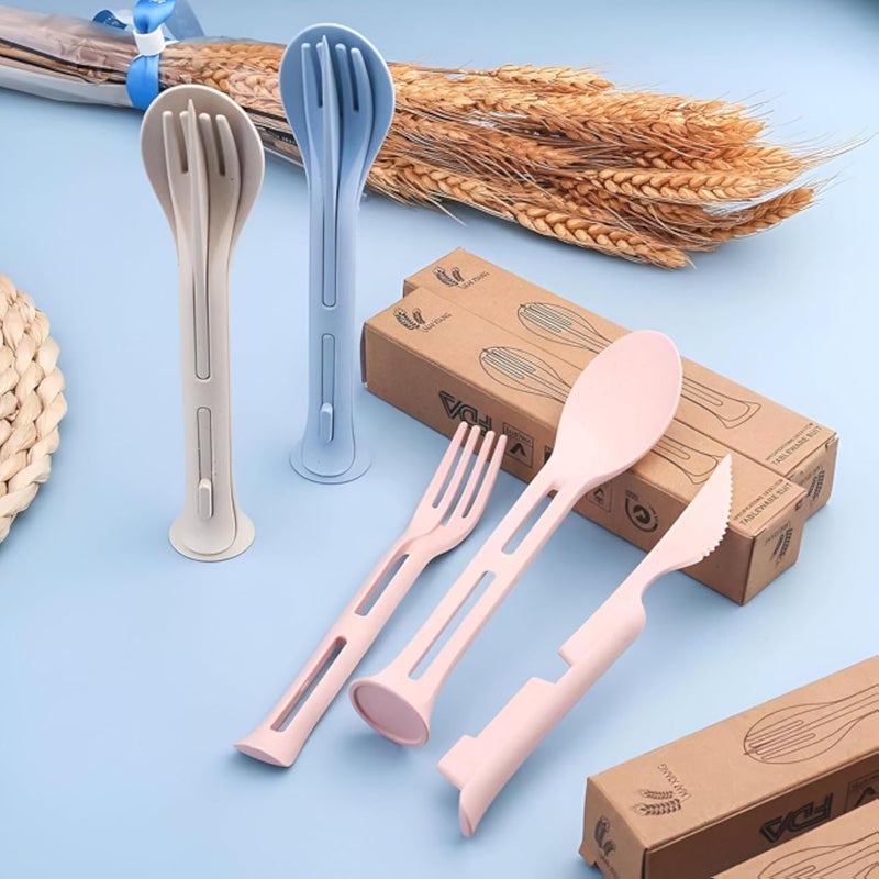 Multi-Purpose Travel Utensils - Portable 3-in-1 cutlery set including fork, knife, and spoon, dishwasher friendly, ideal for camping, trips, and everyday dining needs (3Ø·Ù‚Ù…)